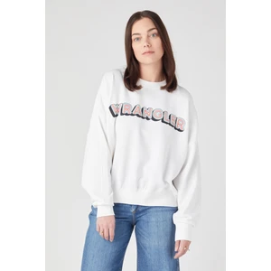 Wrangler Regular Fit Normal Kesim Pamuk Bisiklet Yaka Beyaz Sweatshirt
