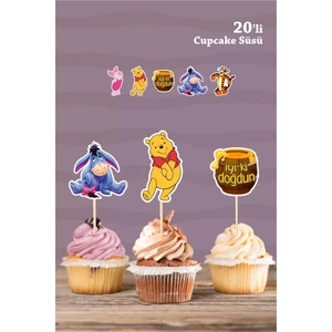 Neşeli Günlerim Winnie The Pooh Temalı Cupcake Süsü 20'li