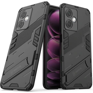 Xiaomi Redmi Note 12 (Çin Versiyon) Matrix Serisi Armor Standlı Perfect Koruma Kılıf -Siyah AL3416
