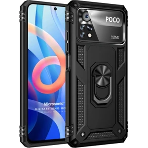 Xiaomi Poco X4 Pro 5g Kılıf Military Ring Holder Siyah