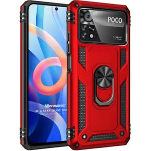 Xiaomi Poco X4 Pro 5g Kılıf Military Ring Holder Kırmızı