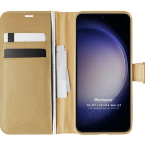 Samsung Galaxy S23 Plus Kılıf Delux Leather Wallet Gold
