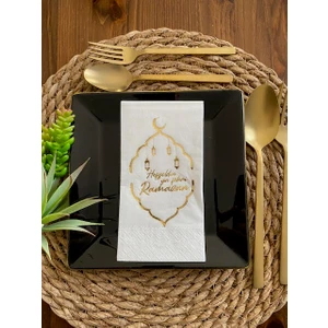 Gold Yaldızlı Beyaz Hoş Geldin Ya Şehri Ramazan Garson Katlama 16 Lı Yeni Model