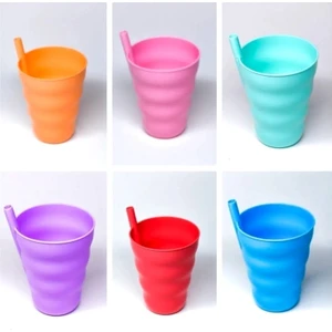 Neler Geldi Neler 6 Adet Renkli Pipetli Plastik Bardak Pipetli Bardak Pipet Bardak