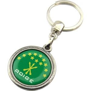 Anahtarlık Sepeti Adige Çerkes Bayrak Yuvarlak Damla Anahtarlık