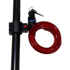 Güçlü Bisiklet Motosiklet  Anahtarlı Halat Kilit 12X1200 mm Taşıma Aparatlı Bisiklet Kilidi 120 cm Kırmızı Renk