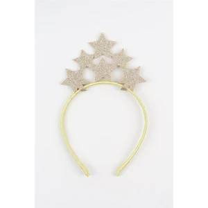 Le Mabelle Altın  Sıralı Yıldız Simli Kız Çocuk Taç