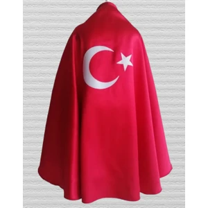 23 Nisan Özel Türk Bayraklı Kırmızı Gösteri Pelerini