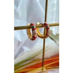 Jewelry Room Kabartmalı Çiçek Desenli Mineli Halka Küpe