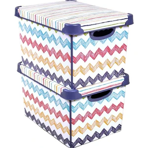 Style Box Colored Zigzag Plastik Dekoratif Kutu Seti - 2x 20 Litre