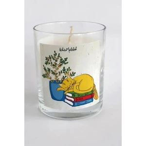 Mum N20 - Uykucu Kedi Book Lover Kokulu Bardak Mum