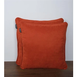 2'li Kadife Dokulu Fitilli Kırlent Kılıfı Kiremit