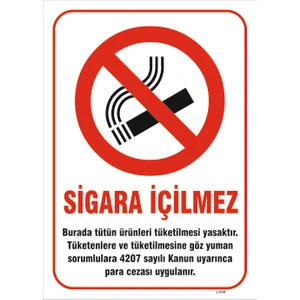 Vizyon Trafik Sigara Içilmez Yasal Uyarı Levhası