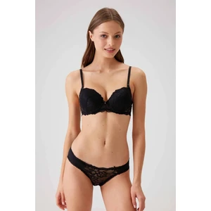 Pierre Cardin 4560 Kadın Siyah Dantelli Sütyen Külot Takım -Siyah