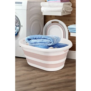 Katlanabilir Silikon Çamaşır Sepeti  Yeni Nesil - Akordiyon Katlanır Çamaşır Selesi Pembe