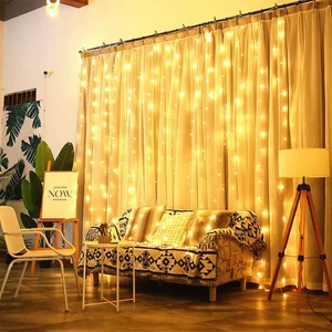 Coverzone LED Perde Işık Fişli Özel Günler Baby Shower Kutlama Doğumgünü Dekoratif 12 Saçaklı 216 LED Lambalı 3*2 Metre