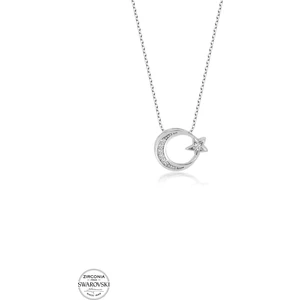 Twem Silver Swarovski Taşlı Ayyıldız Kadın Gümüş Kolye