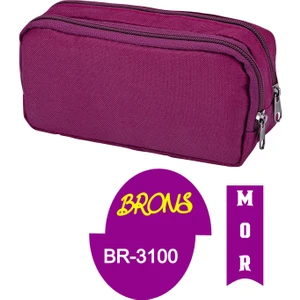 Çift Bölmeli Iki Gözlü Kalemlik Renk Seçmeli BR-3100- Mor