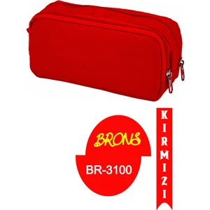 Çift Bölmeli Iki Gözlü Kalemlik Renk Seçmeli BR-3100 Kırmızı