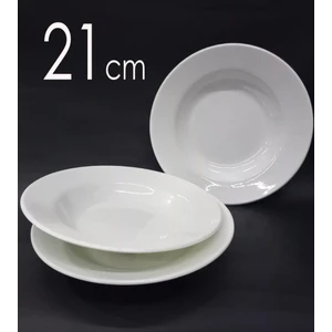 3 Adet Sağlam Beyaz Melamin 21CM Çukur Yemek Tabağı Ev Lokanta Tipi Porsiyon Sulu Yemek Haşlama Kabı