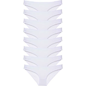 8 Adet Süper Eko Set Likralı Kadın Slip Külot Beyaz
