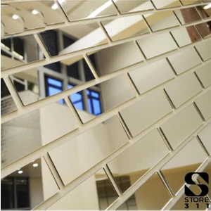 Tuğla Desenli Aynalı Pleksi Duvar Süsü- Dekoratif Ayna Pleksi