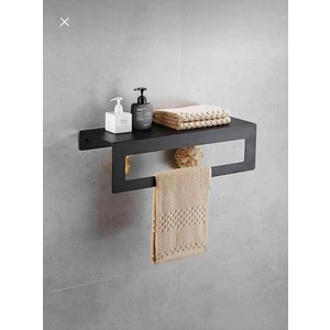 Metal Raflı Banyo Havlu Askısı -  Havlu Tutacağı-Siyah Havlu Askısı