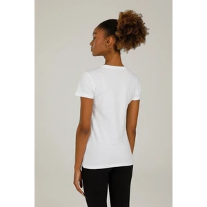 Basic V Yaka Bayan Beyaz T-Shirt W-CT126