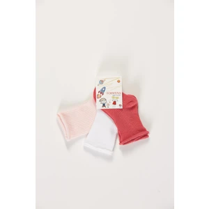 Baby Socks 3'lü Paket Bebek Renkli Pamuklu Lastiksiz Dikişsiz Soket Çorap