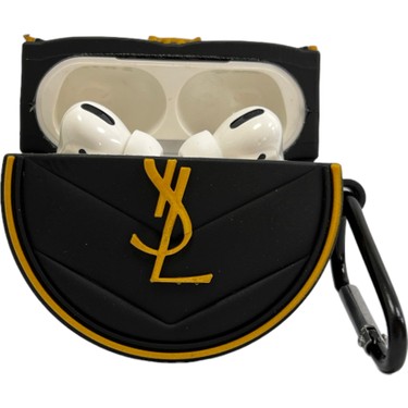 YVES SAINT LAURENT AirPodsケース Yves Saint Laurent Black Grained Leather Airpod Case