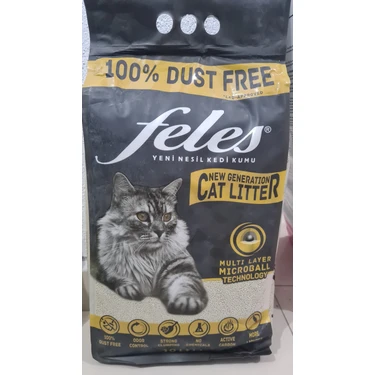Feles  Tozsuz Aktif Karbon Kedi Kumu 10 lt İnce Taneli Topaklaşan Koku