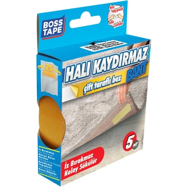 Boss Tape Halı Kilim Kaydırmaz Bant Halı Sabitleme Bandı En:25mm