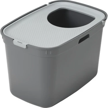 Moderna Top Cat Kapalı Kedi Tuvaleti Koyu Gri Üstten Girişli Ergonomik Yapı ile Kedi