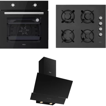 Silverline Esty Ankastre Siyah Cam Set (ACO5601B01 + 6601B02 +