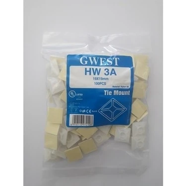 Gwest Yapışkan Kroşe 19X19 100 Adet Yapışkanlı Kablo Bağı