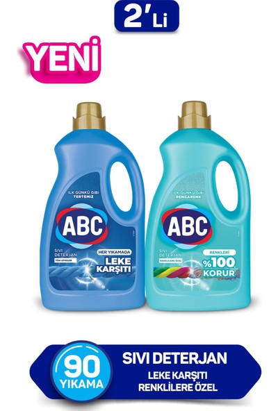 Abc Sıvı Çamaşır Deterjanı Leke Karşıtı& Renkliler 2 Li