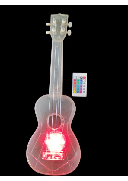 Şeffaf Soprano Uzaktan Kumandalı Ledli Ukulele