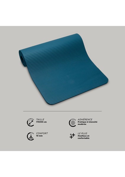 Domyos Pilates Matı - 170 cm x 55 cm x 10 mm - S Boy - Turkuaz - 100 indirimleri