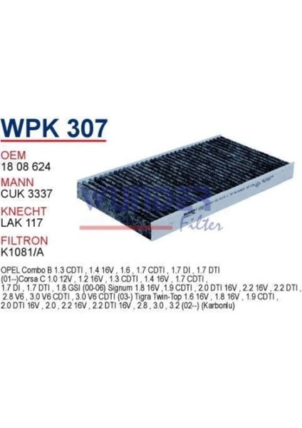 Fıltre Polen Karbonlu ( Opel : Vectra C / Corsa C