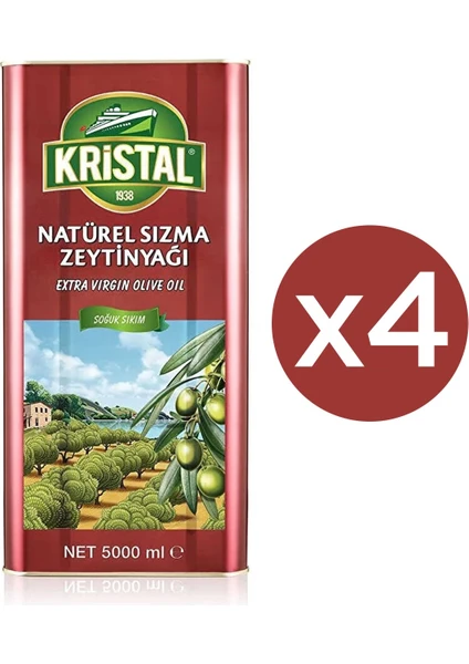 Natürel Sızma Zeytinyağı 5 L Teneke Dg x 4 Adet (Toplam: 20 Litre)