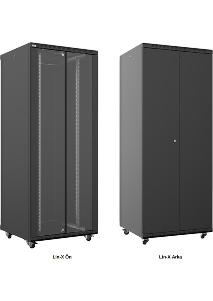 42U 19" Mıtra Foptek 800X600X2053 Lın-Xn Serısı Dıkılı Tıp Kabınet On Cam / Arka Metal Kapak W:800MM D:600MM