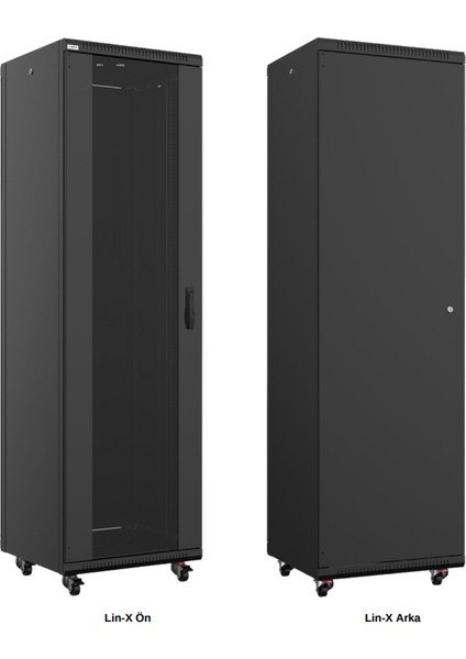 12U 19" Mıtra Foptek 600X800X719 Lın-Xn Serısı Dıkılı Tıp Kabınet On Cam / Arka Metal Kapak W:600MM D:800MM