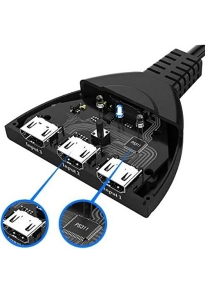 HDMI Çoklayıcı Çoğaltıcı 3 Giriş 1 Çıkış Çoklama Full Hd 1080P fiyatları
