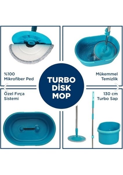 Mt-50 Islak Kuru Su Sıçrama Önleyicili Turbo Disk Mop Set