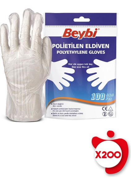 Polietilen Hışır Şeffaf Eldiven 200 x 100 Adet