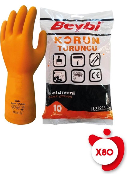 Korun Turuncu İş Eldiveni 10 Beden 80 Paket