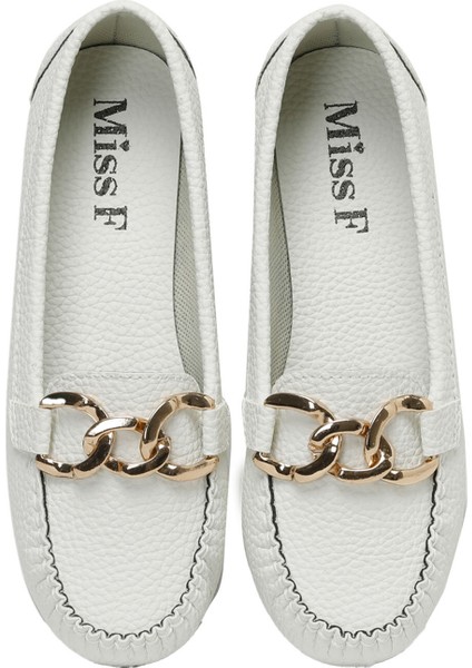 Miss F DS23009 3fx Kırık Beyaz Kadın Loafer