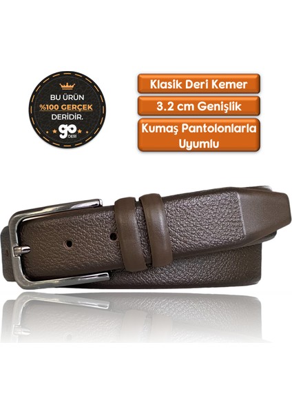 Kaliteli Deri, Koyu Kahverengi Klasik, Kumaş Pantolon Kemeri 3.5 cm modelleri