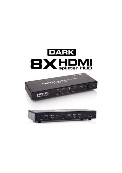 (DK-HD-SP8X1) Fullhd 1gırıs 8cıkıs HDMI Splıtter (Sınyal Cogaltıcı)