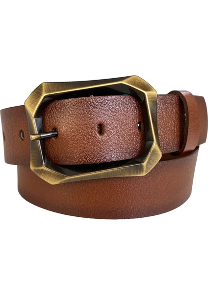 Deri, Efsane Gold Fırçalı Tokalı, Kahverengi Kadın Kot Kemeri 4 cm indirimleri